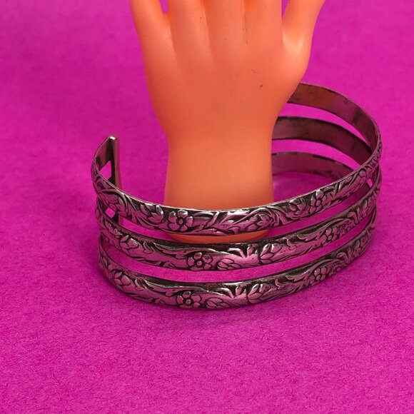 Vintage stacked three level Mexico silver cuff 925 - 00G01A - Picture 2 of 3